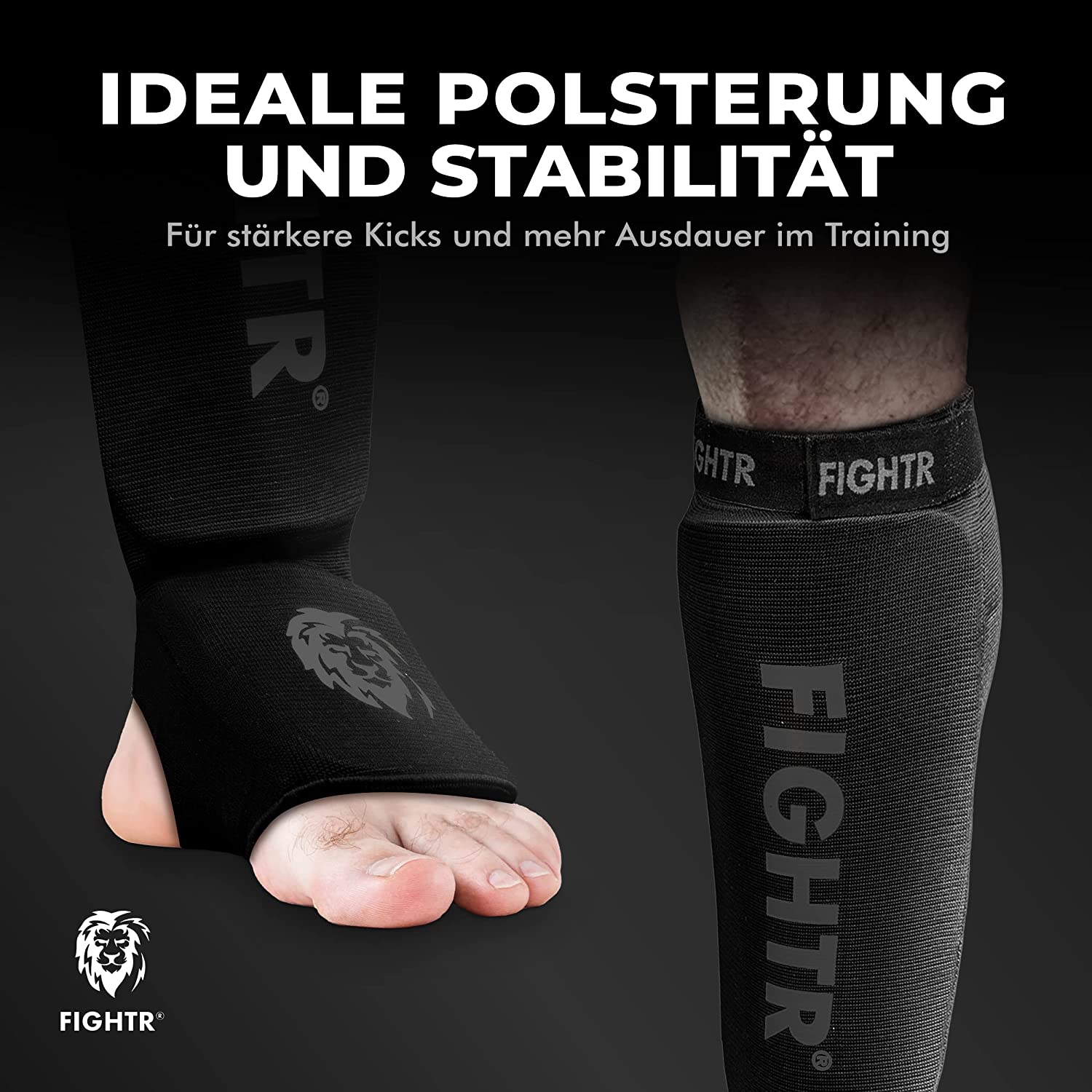 MAXSTRENGTH Schienbeinschoner Für MMA, Kickboxen – Elastisch, Mit Klett, Größe S-XL